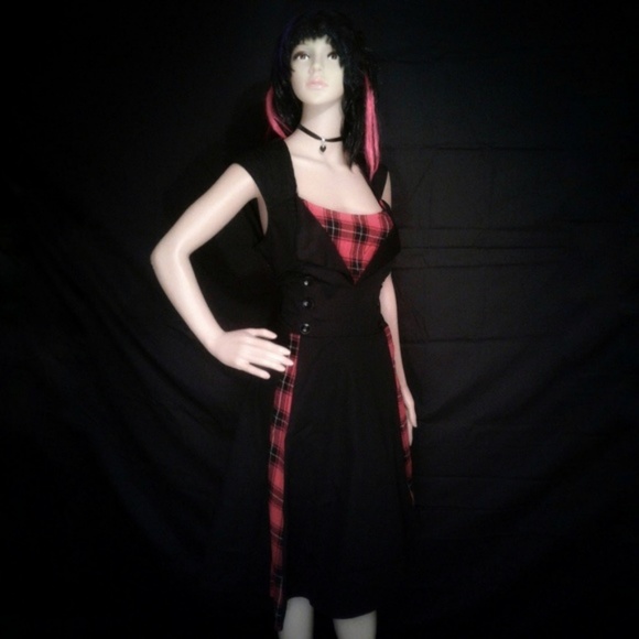 Retro Buttons and Plaid Sleeveless Dress - Picture 6 of 7